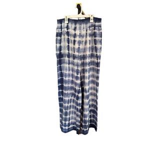 Anthropologie CLOTH & STONE Blue Tie Dye Wide Leg pant - size XL